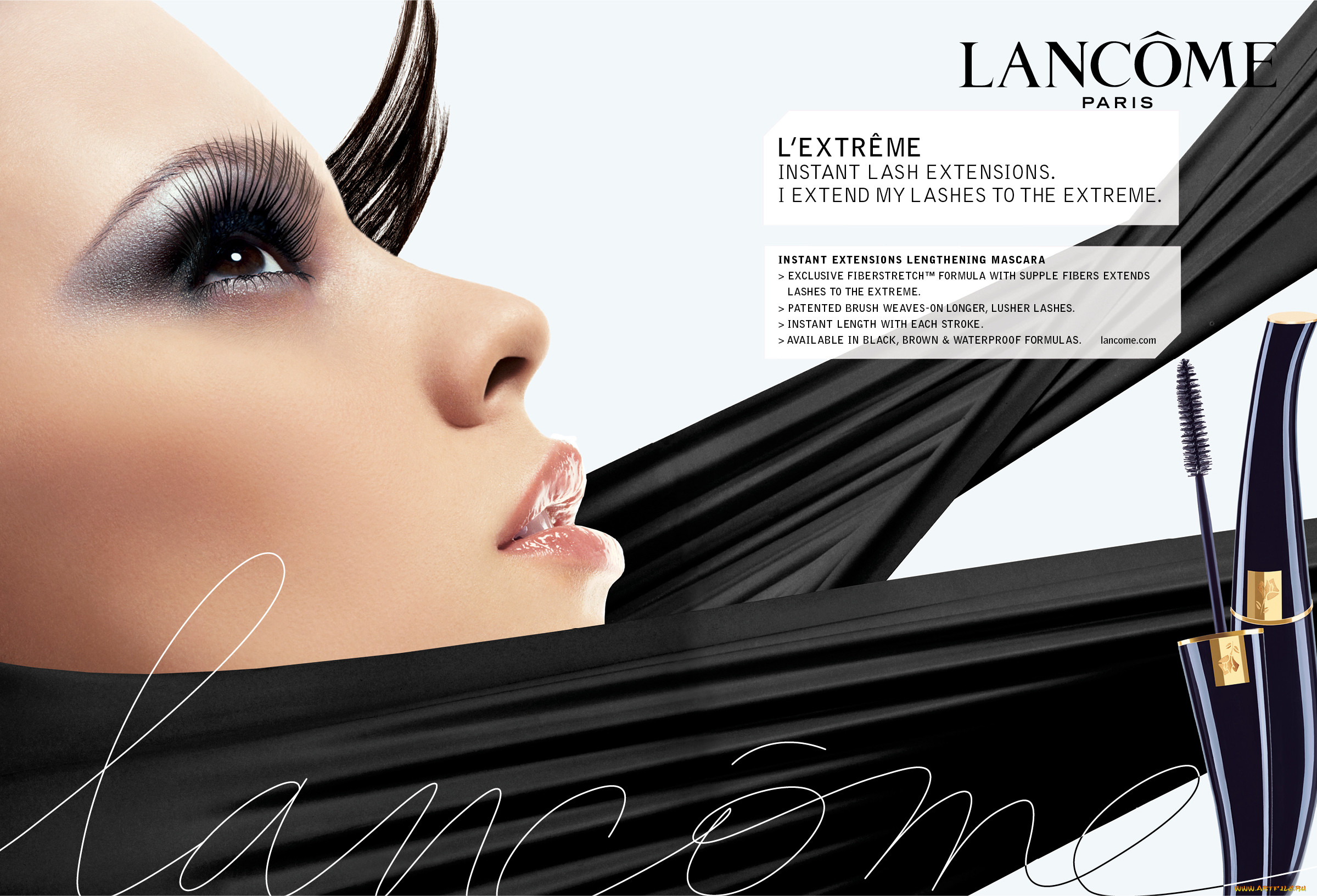 Реклама туши. Реклама туши в журнале. Реклама Lancome в журнале. Вывеска Lancome. Lancome - картинки бренда.